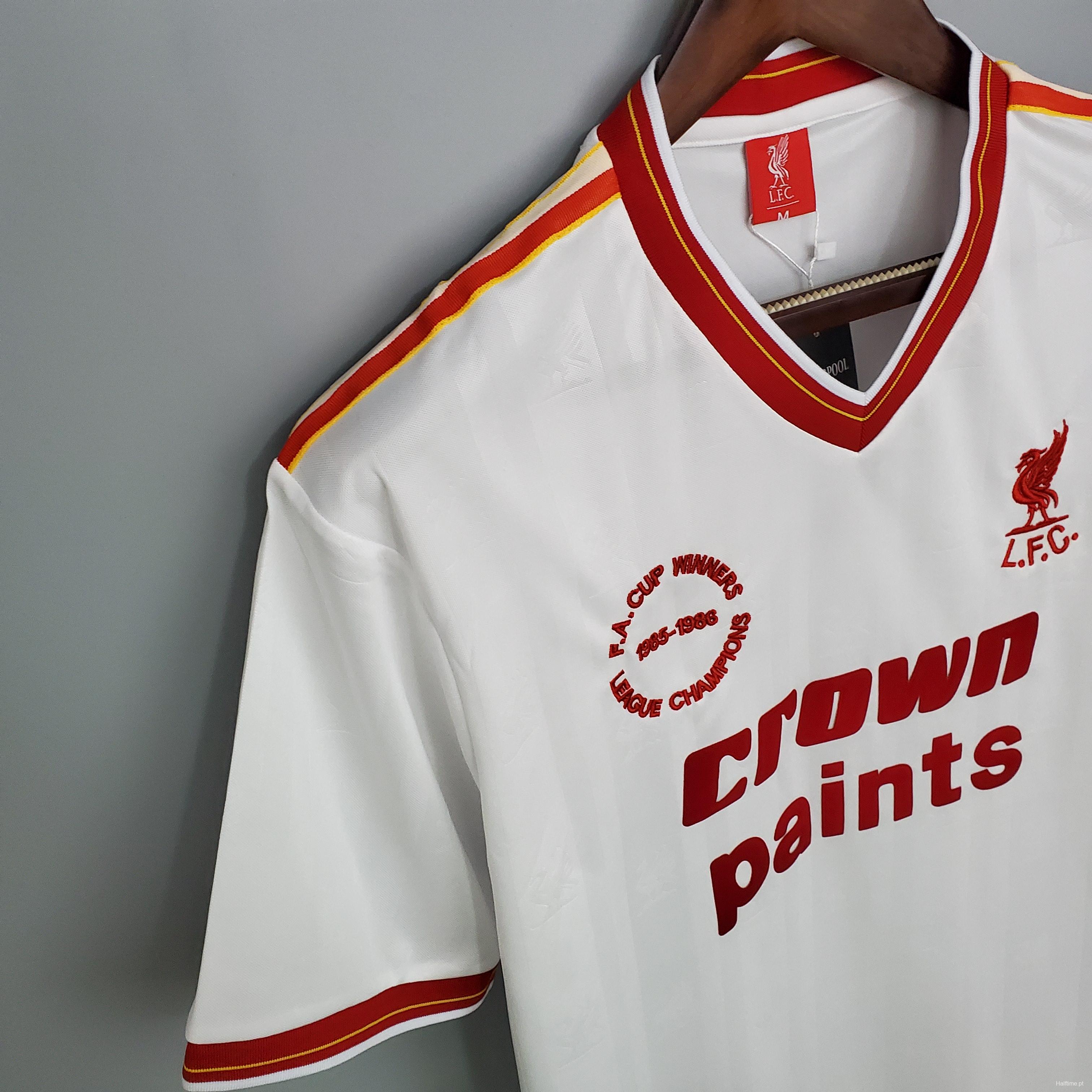 Retro 85/86 Liverpool away white Soccer Jersey