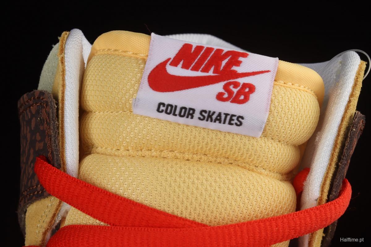 Color Skates x NIKE SB DUNK High burrito yellow brown red CZ2205-700