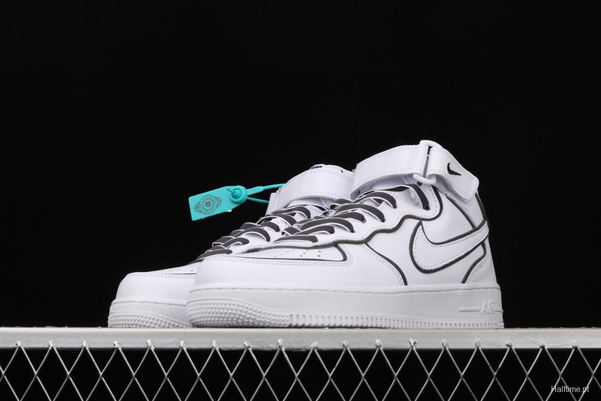 NIKE Air Force 1' 07 Mid laser white 3M reflective medium-help leisure sports board shoes 368742-810