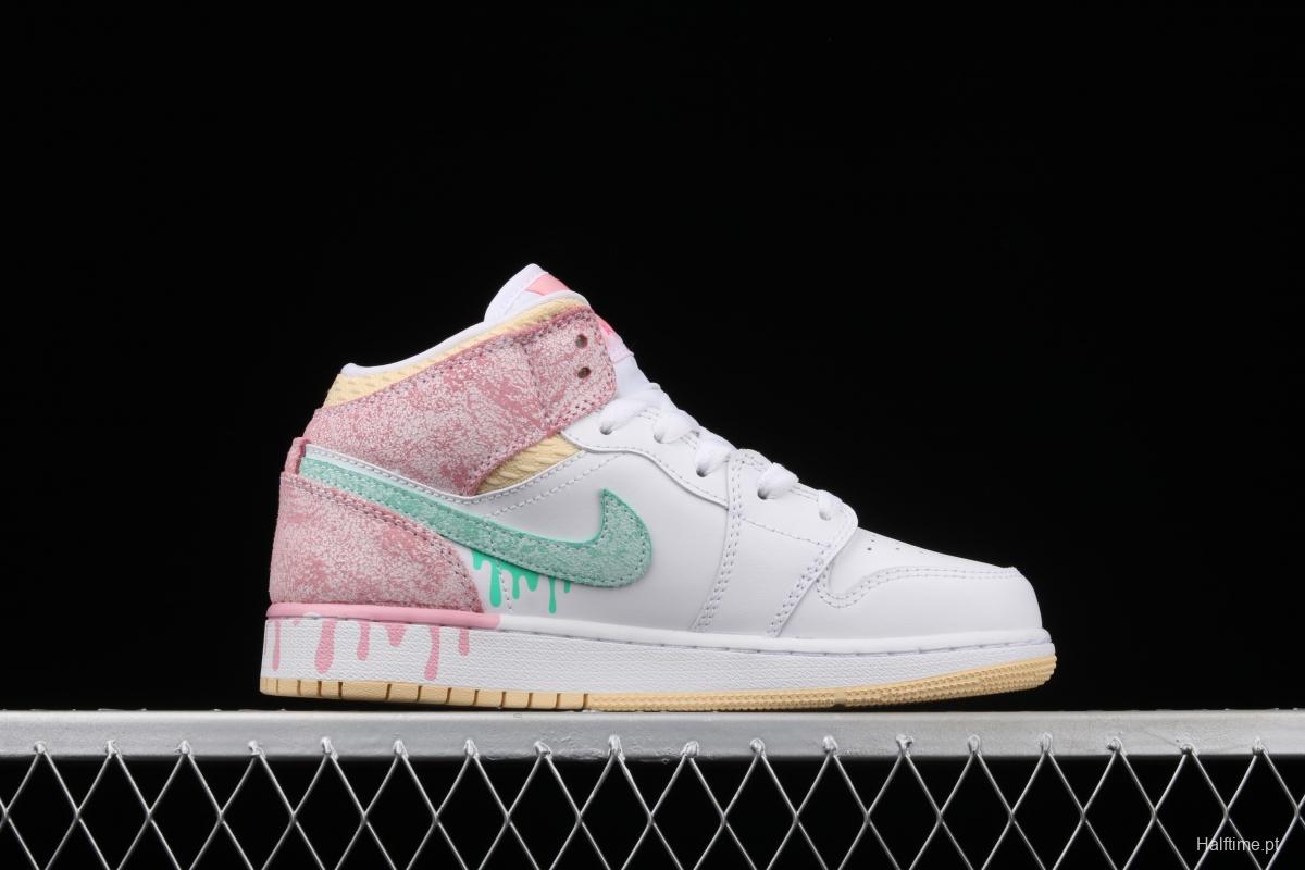 Air Jordan 1 Mid GS Ice Cream Bang Basketball shoes DD1666