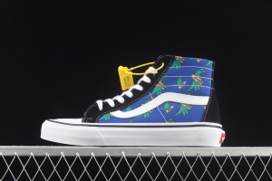 Vans Sk8-Hi Klein blue interesting little dinosaur half-moon Baotou high-top casual board shoes VN0A3MVIA5F