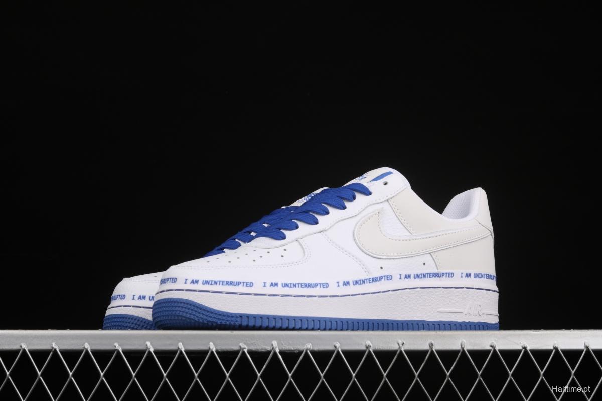 NIKE Air Force 1x 07x Uniterrupted white and blue graffiti James and the famous 3M reflective low-top leisure sports board shoes CQ0494-100