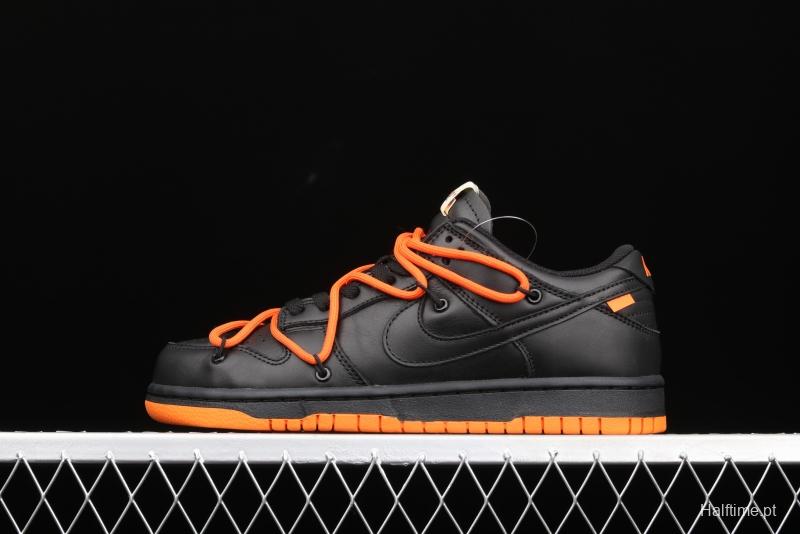 OFF-White x Futura x Nike DUNK Low Black Orange Tripartite name Black Orange Deconstruction Board shoes CT0856-005X