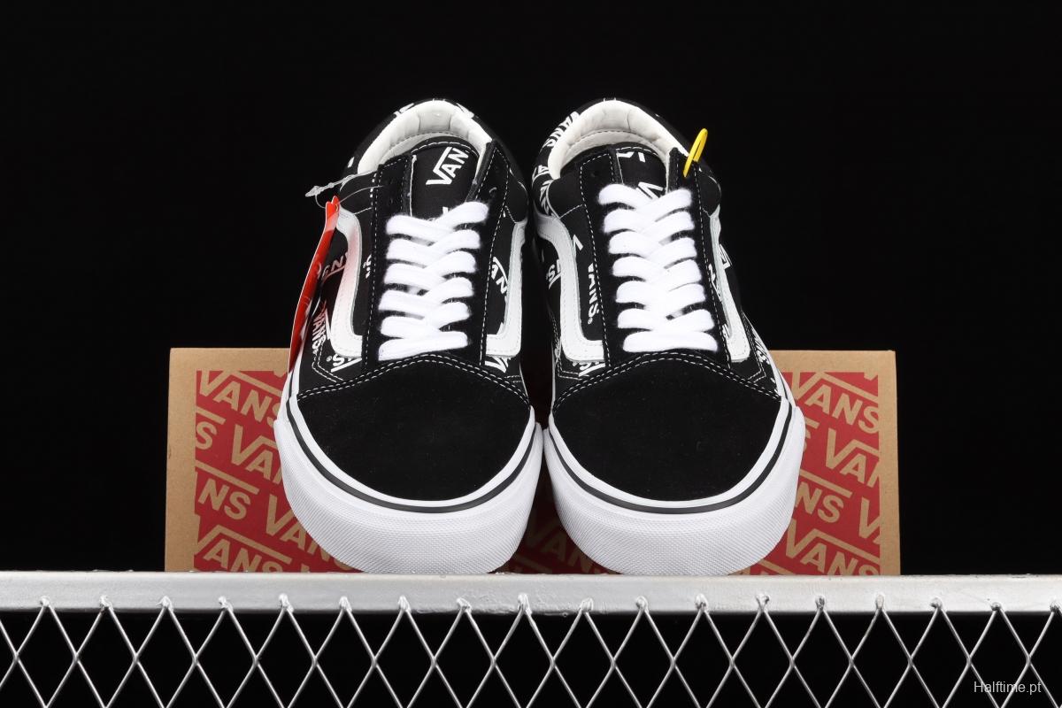 Vans Old Skool classic black and white LOGO letter printed low upper board shoes VN0A3WKTQW7