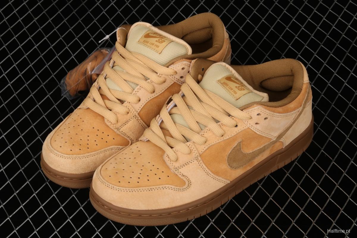 NIKE SB DUNK Low Pro wheat color deciduous yellow low-top sports skateboard shoes 883232-700