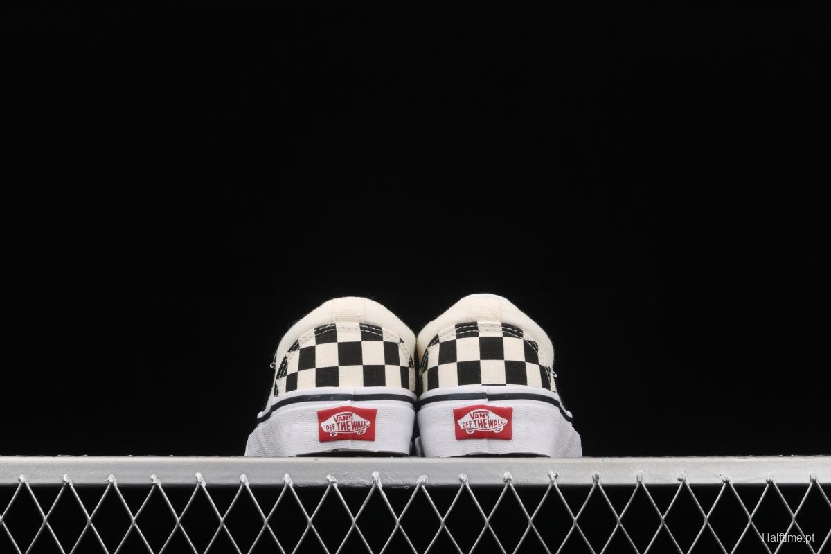 Vans Asher black and white checkerboard plaid Loafers Shoes retro low upper canvas casual shoes VN000SEQIPD