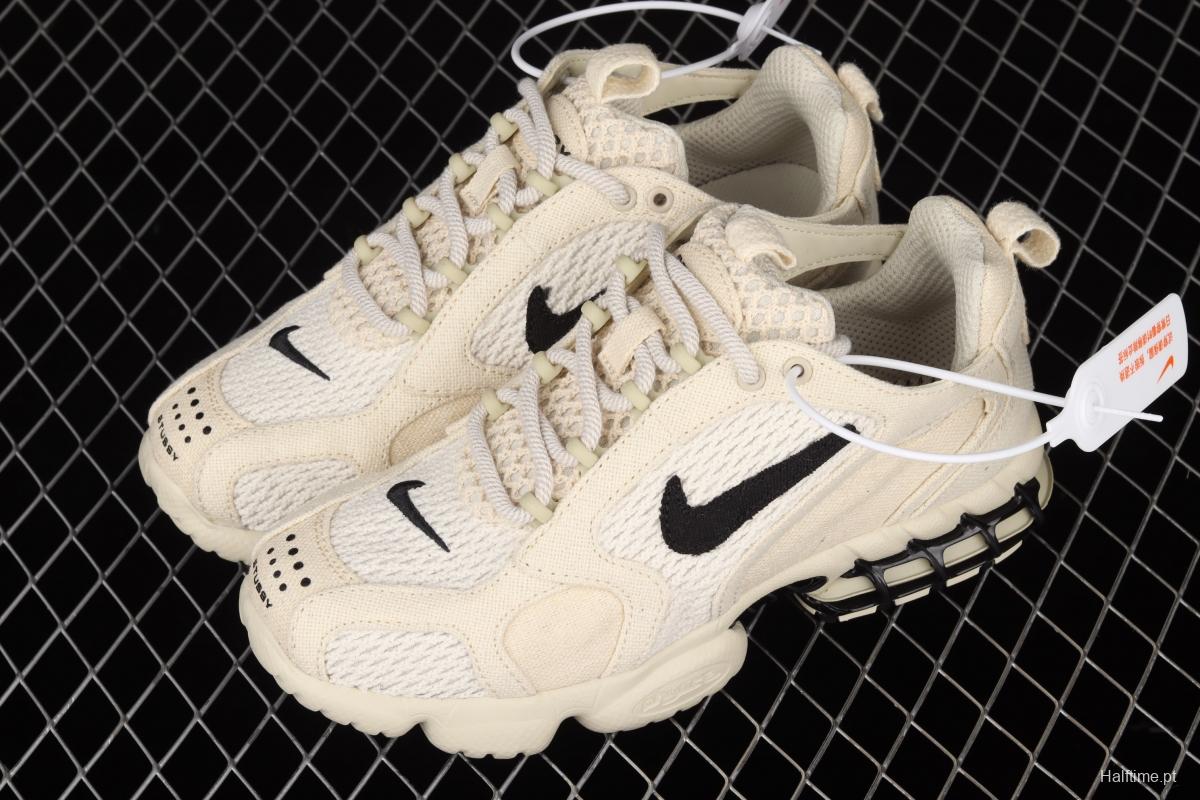 Stussy x NIKE Air Zoom Spiridon Caged 2 Spieli prison East cage 2 generation milky white linen black cloth CQ5486-200