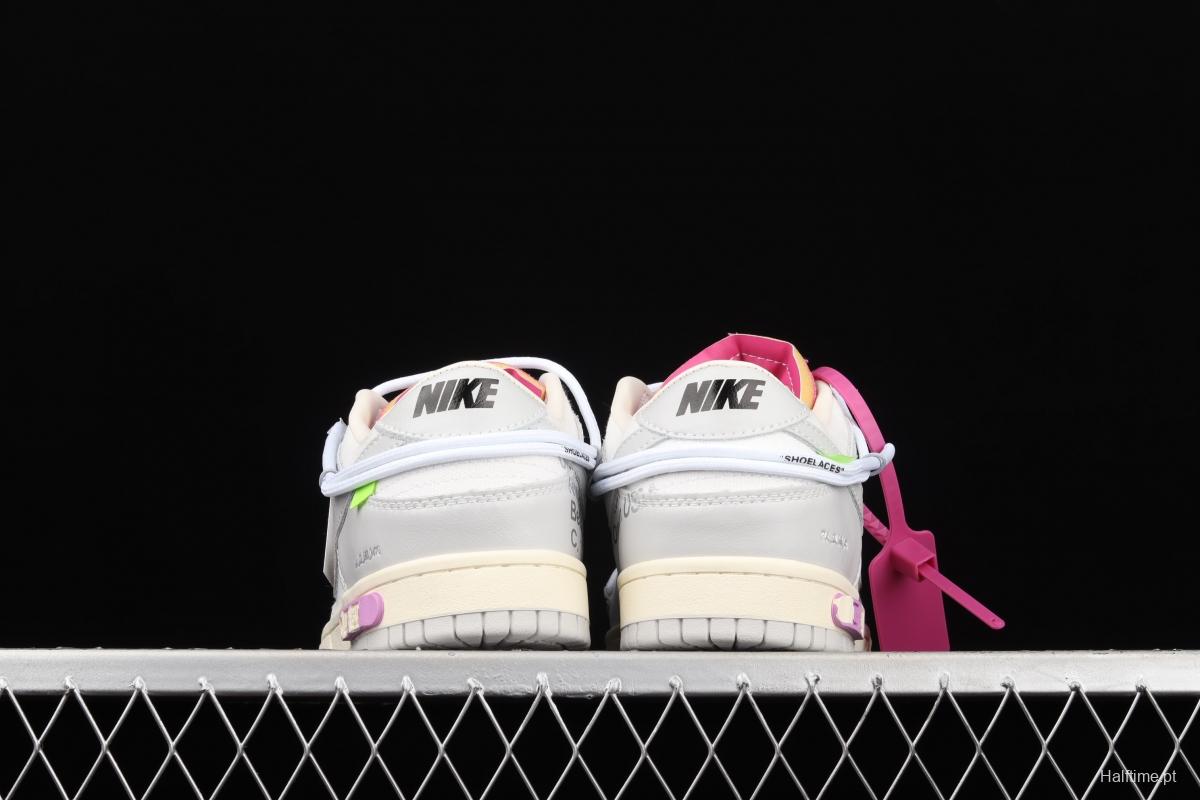 OFF-White x NIKE DUNK Low 04 of 50 OW white gray leisure sports skateboard shoes DM1602-118