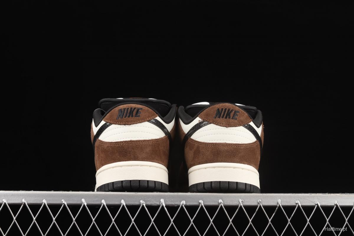 NIKE SB DUNK Low Pro Trail End Brown turn hair brown, white and black snake pattern dunk series low side leisure sports skateboard shoes 304292-102