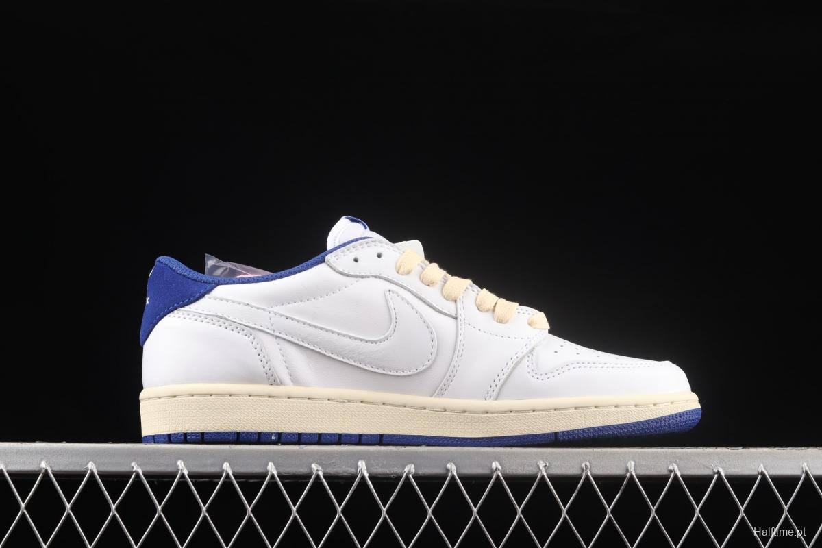 Travis Scott x Air Jordan 1 Low white blue inverted low top cultural board shoes DM9868 218 Halftime