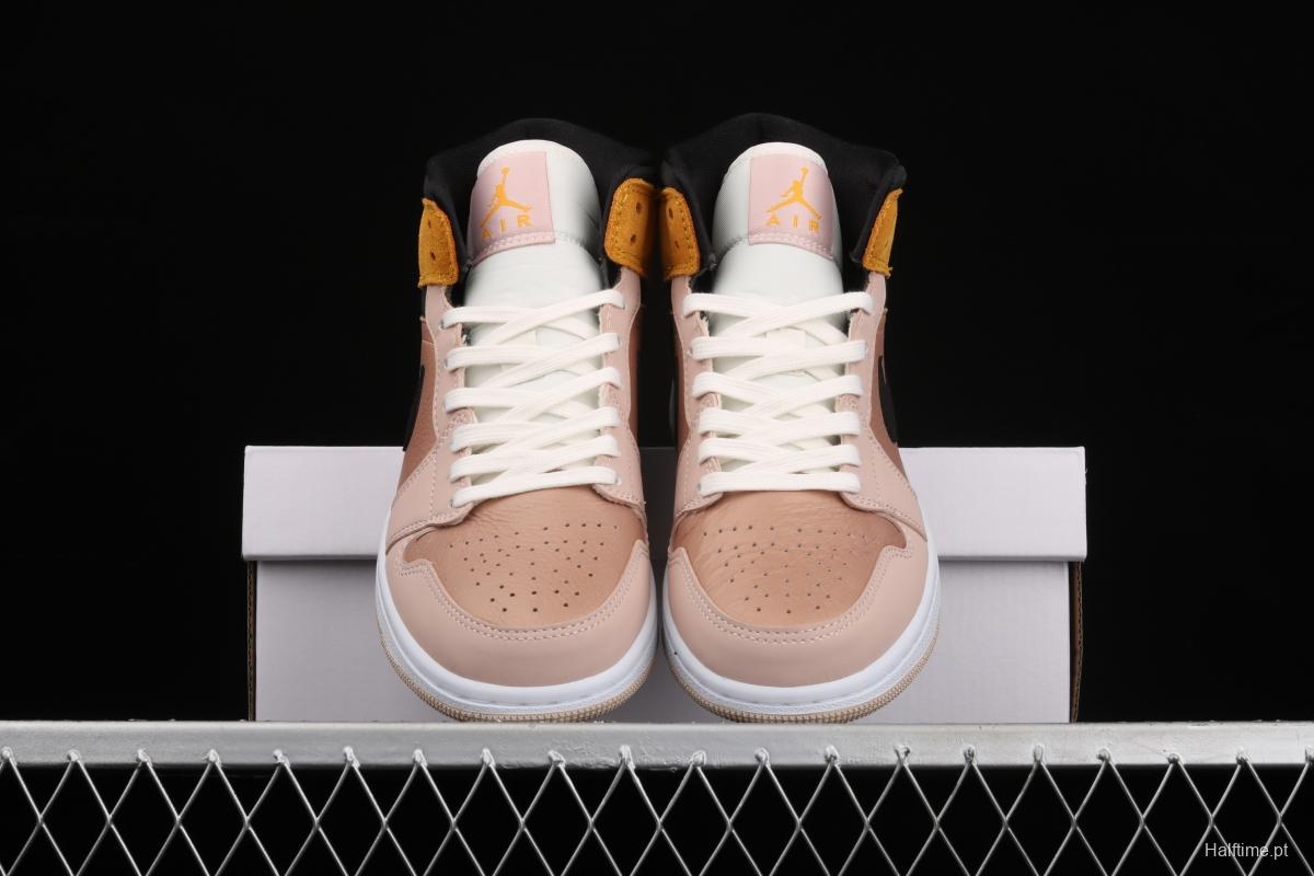 Air Jordan 1 Mid milk tea orange Zhongbang basketball shoes DD2224-200