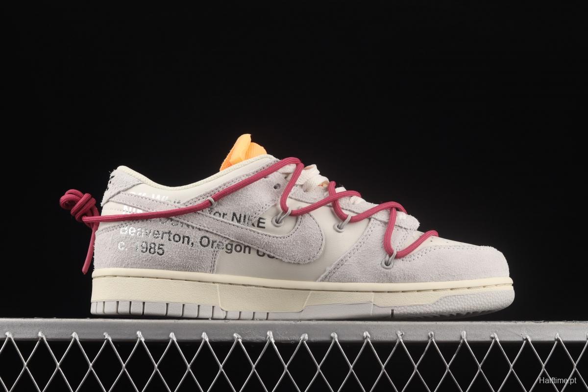 OFF-White x NIKE DUNK Low OW white gray leisure sports skateboard shoes DJ0950-114,