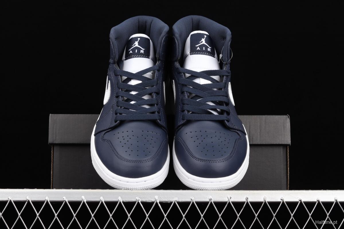 Air Jordan 1 Mid SE dark blue Zhongbang basketball shoes 554724-402