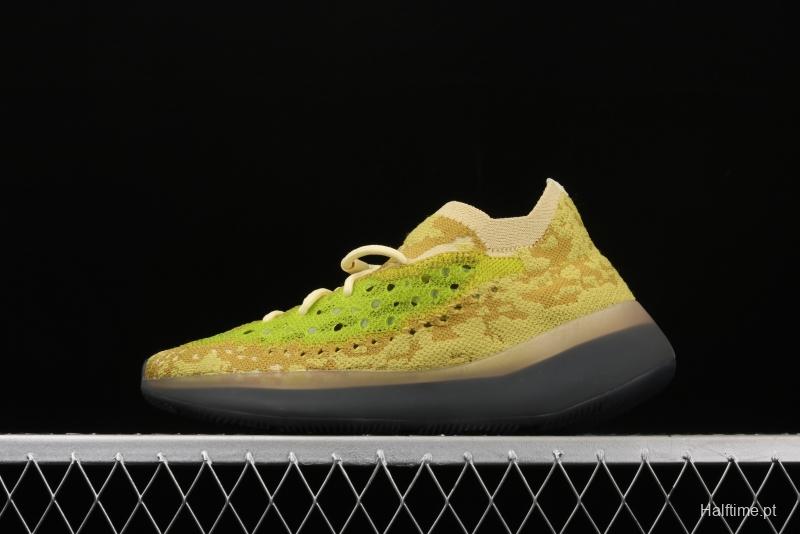 Adidas Yeezy Boost 380 Hylte Glow FZ4990 Kanye jointly limited coconut 380 fluorescent yellow luminous running shoes