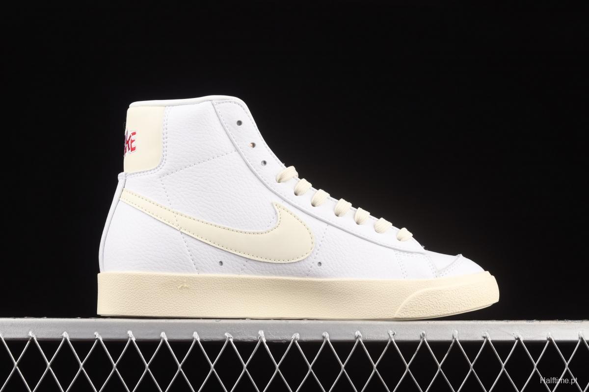 NIKE Blazer Mid'77 Vntg Emb Cream Yellow Trail Blazers high-top casual board shoes CW6421-100