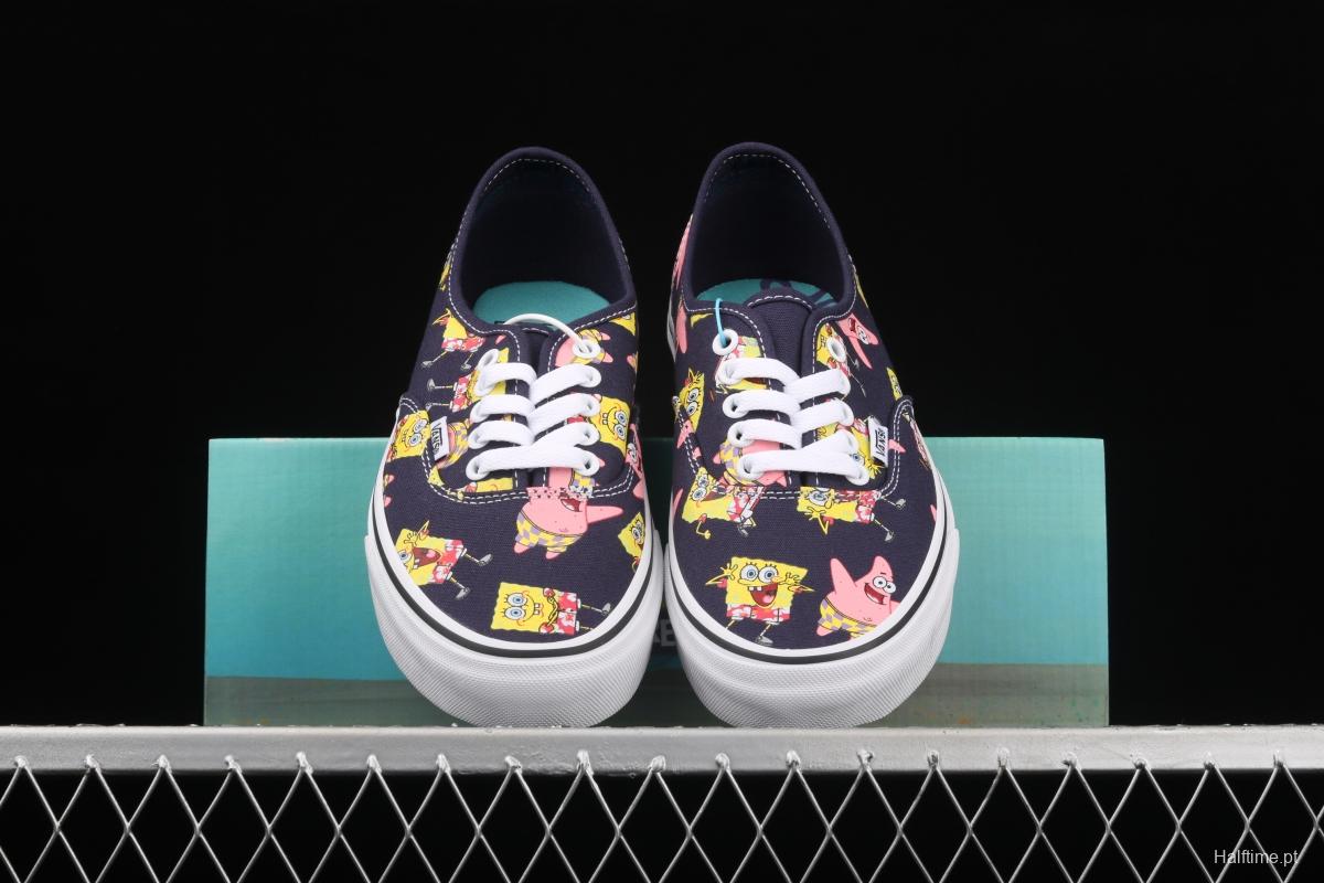 SpongeBob x Vans Comfycush Authentic 2021 joint color printing cartoon customized low-side vulcanized canvas leisure sports board shoes VN0A3WM7YZ1