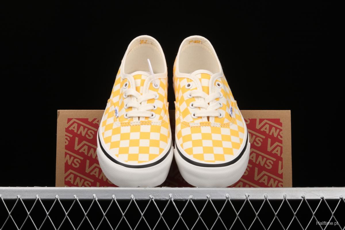 Vans Authentic classic Anna Heim orange checkerboard 4-hole low-edge high-end vulcanized skateboard shoes VN0A54F241P