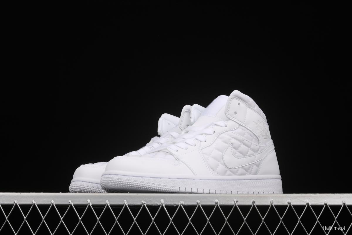 Air Jordan 1 Mid Quilted White Little Chanel Leisure Sport Board shoes DB6078-100