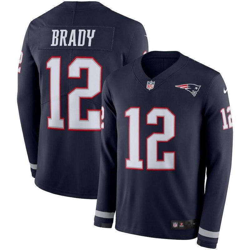 Men's Tom Brady Navy Therma Long Sleeve Player Limited Team Jersey