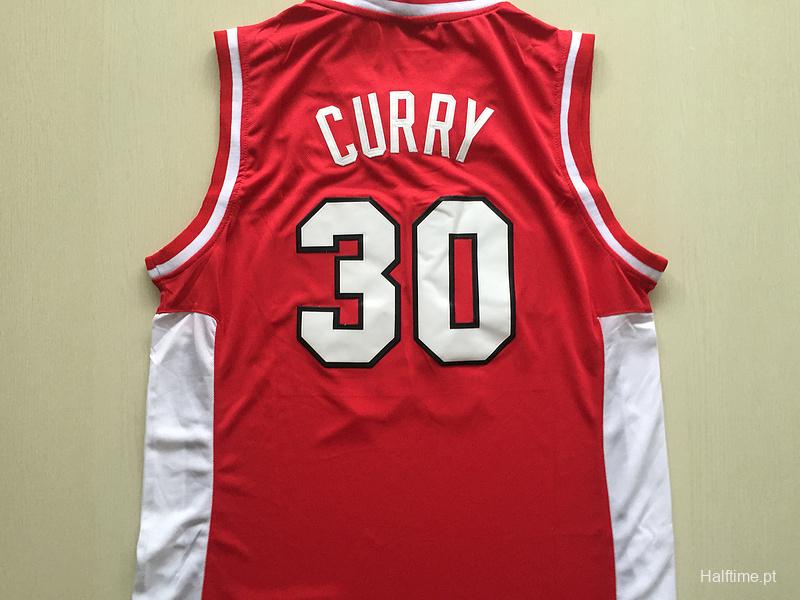 Stephen Curry 30 Davidson College Red Basketball Jersey Halftime