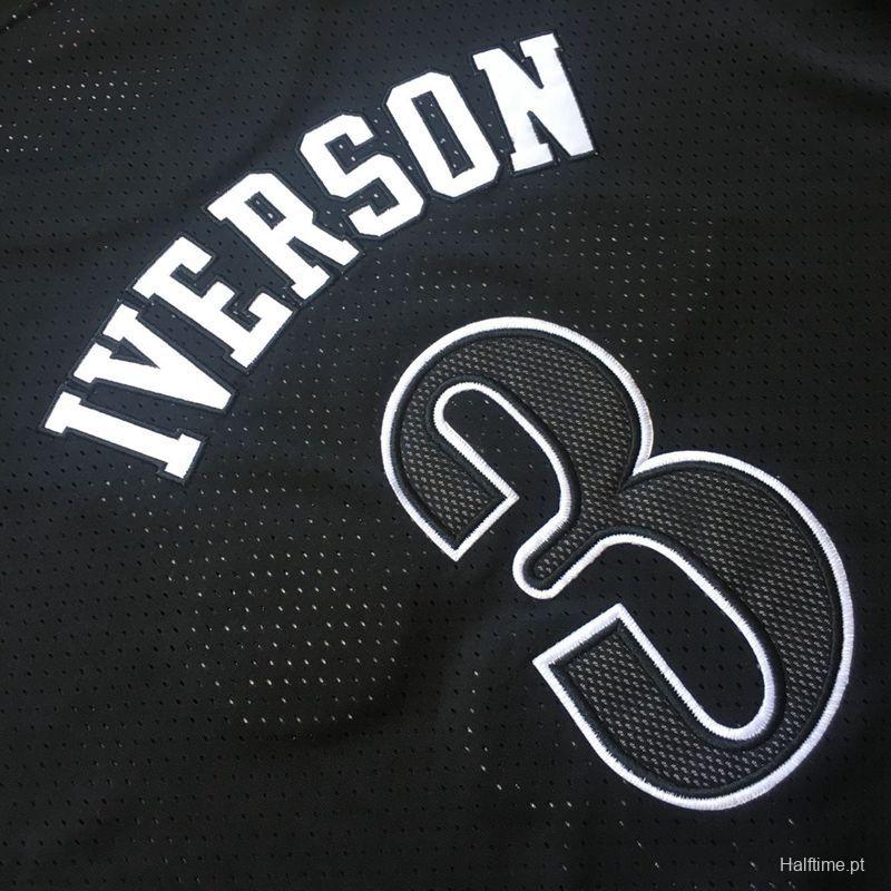 Men's Allen Iverson Black Retro Classic Team Short Sleeve Jersey