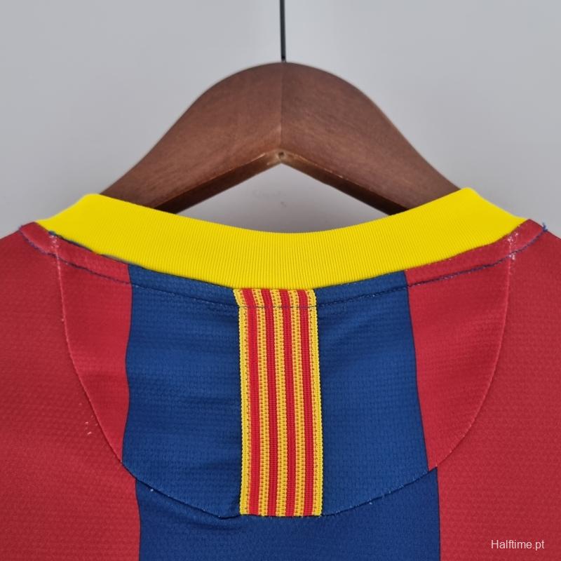 Retro 10/11 Barcelona Long Sleeve Home Soccer Jersey