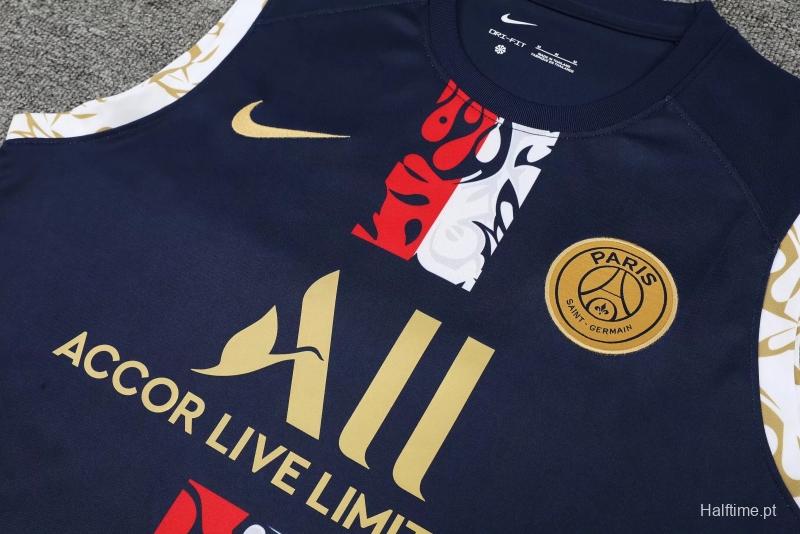 22/23PSG Royal Blue Golden Shield Pre-match Training Jersey Vest