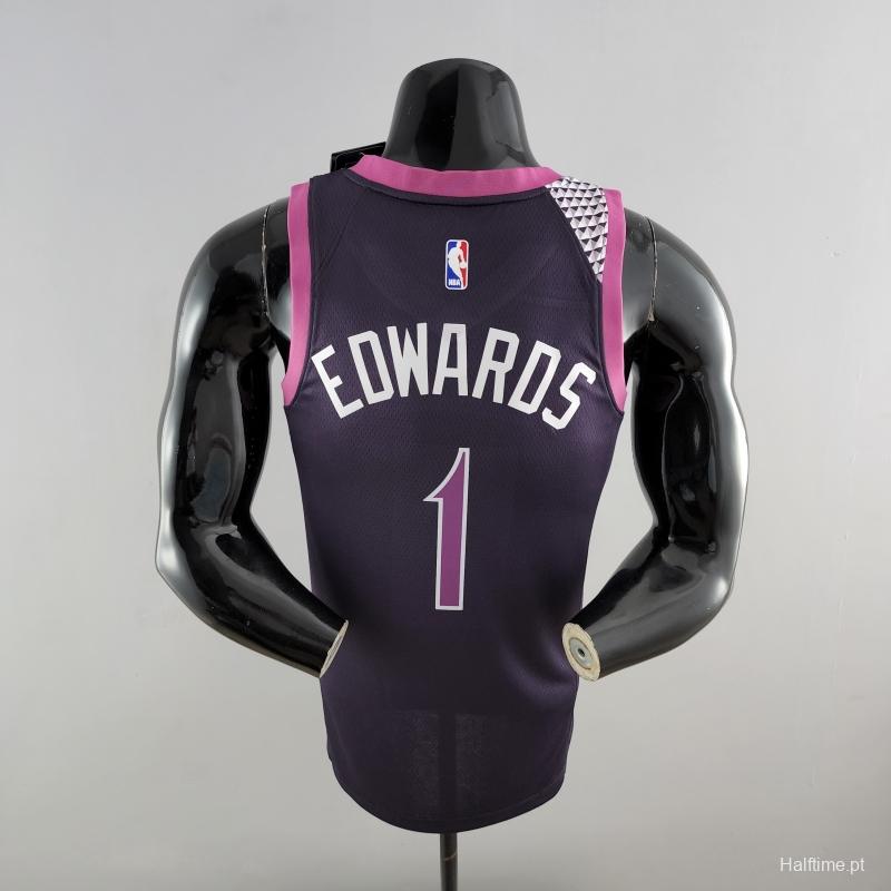 Minnesota Timberwolves EOWAROS#1 Black And Purple NBA Jersey