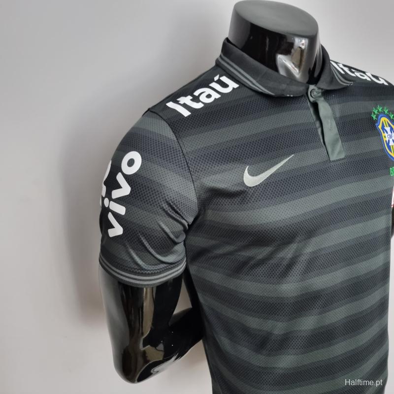 2022 Brazil Polo Black Stripe Jersey