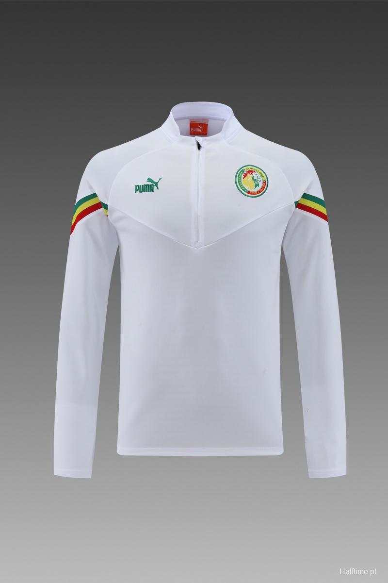 2022 Senegal White Half Zipper Tracksuit