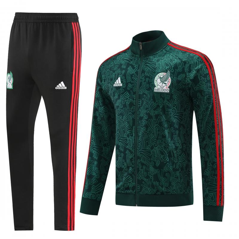 2022 Mexico Dark Green Full Zipper Tracksuit