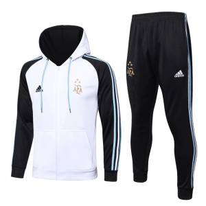 3 Stars 2022 Argentina White Full Zipper Hoodie Tracksuit