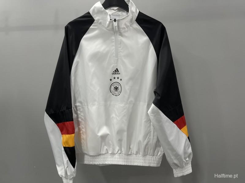 2023 Germany White half Zipper Windbreaker