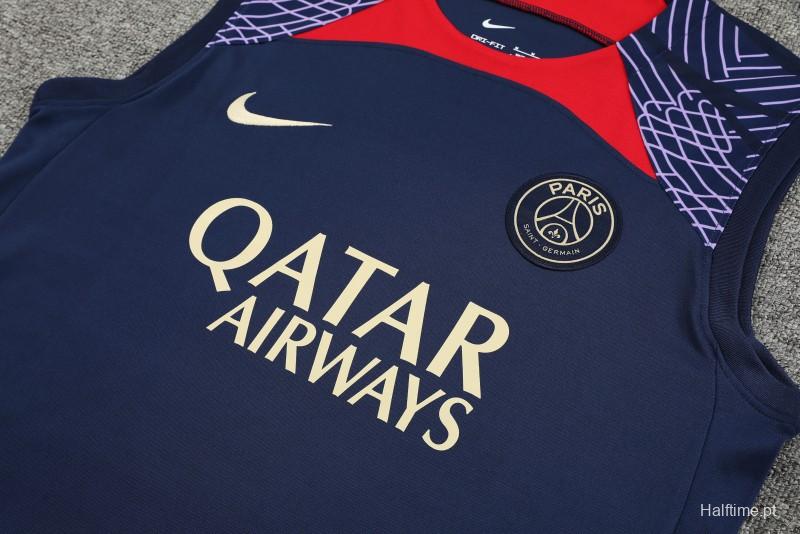 23-24 PSG Navy Vest Jersey+Shorts