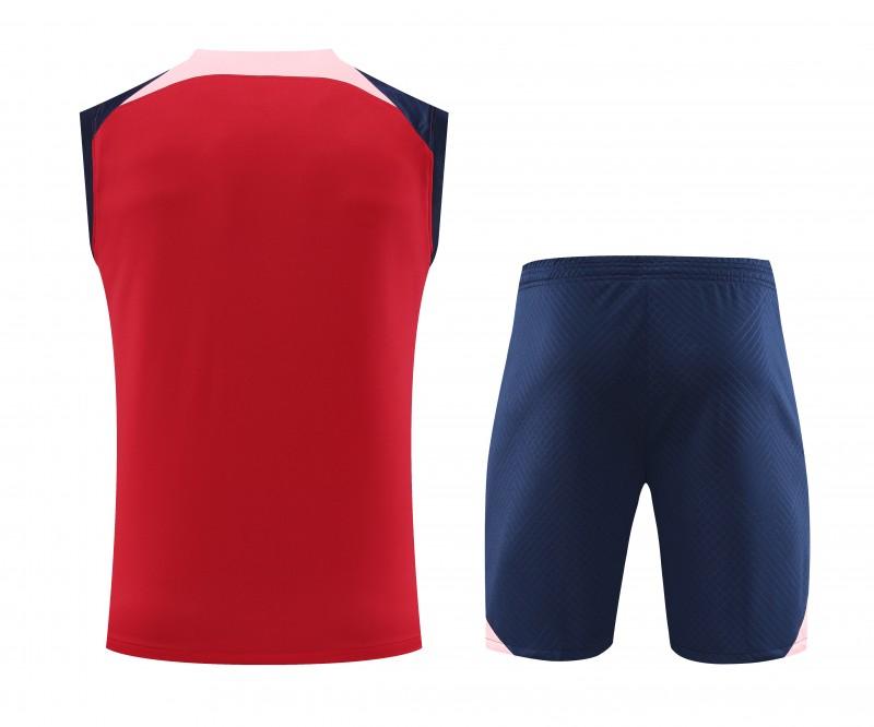 23-24 Atletico Madrid Red Black Vest Jersey+Shorts