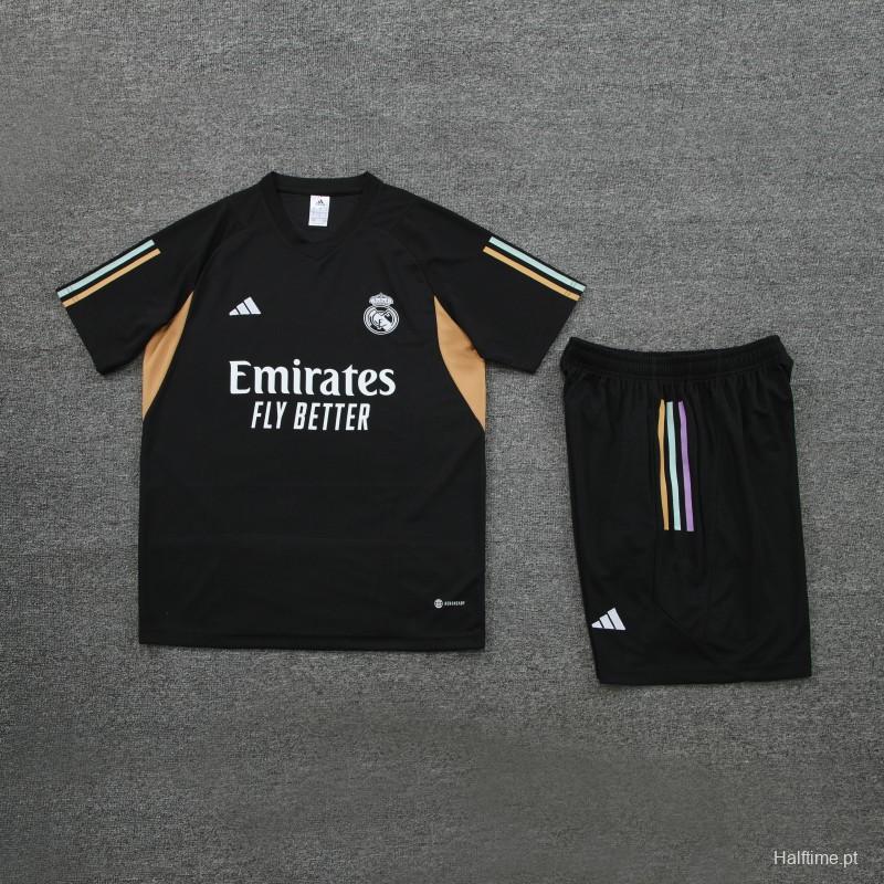 23 24 Real Madrid Black Short Sleeve+Shorts