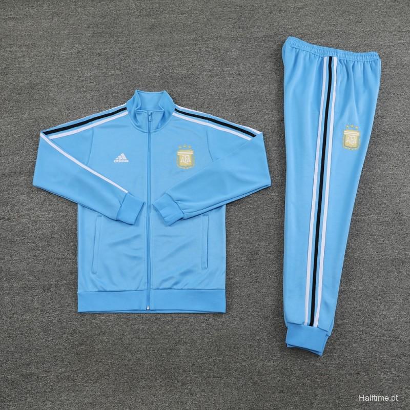 2024 Argentina Blue Full Zipper Jacket +Long Pants