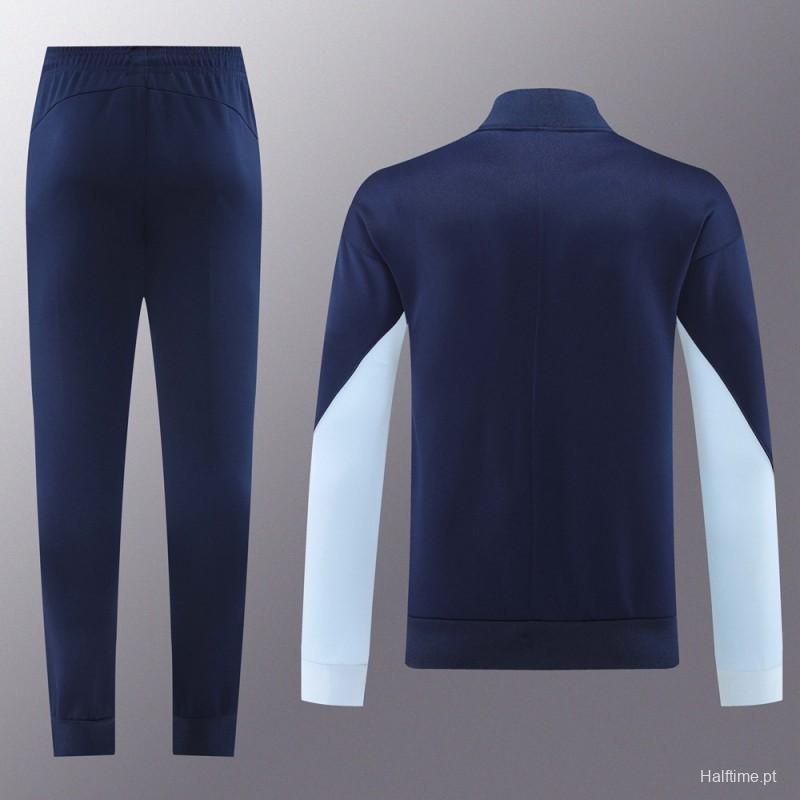 2024 France Navy Full Zipper Jacket +Long Pants