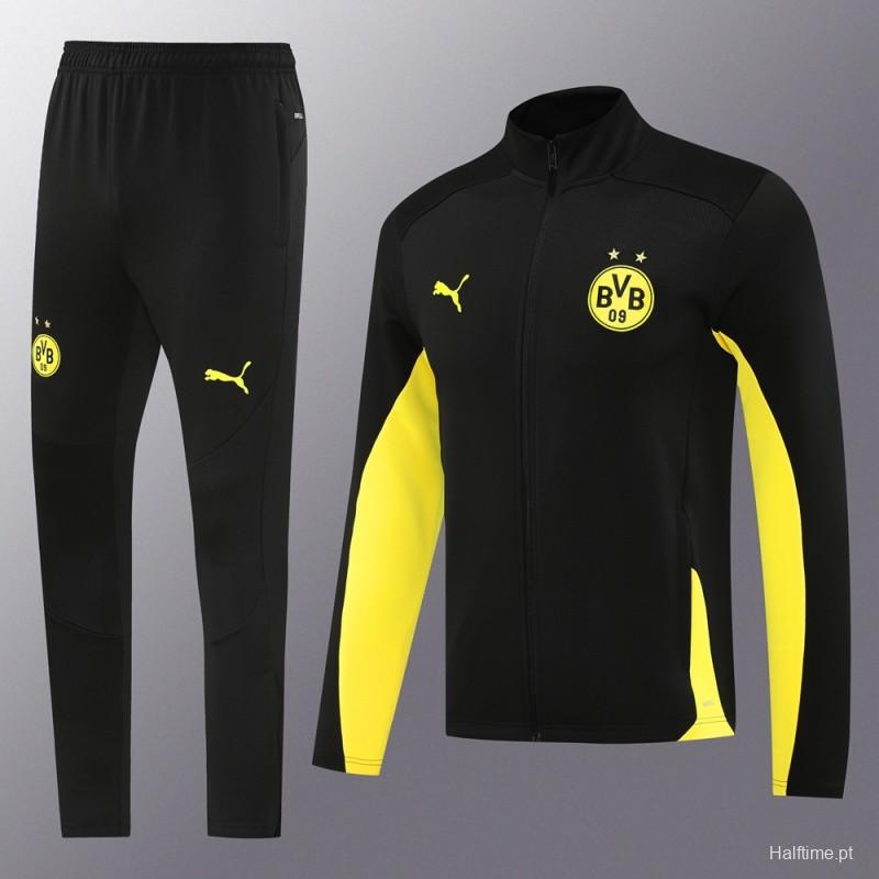 24/25 Borussia Dortmund Black/Yellow Full Zipper Jacket +Long Pants