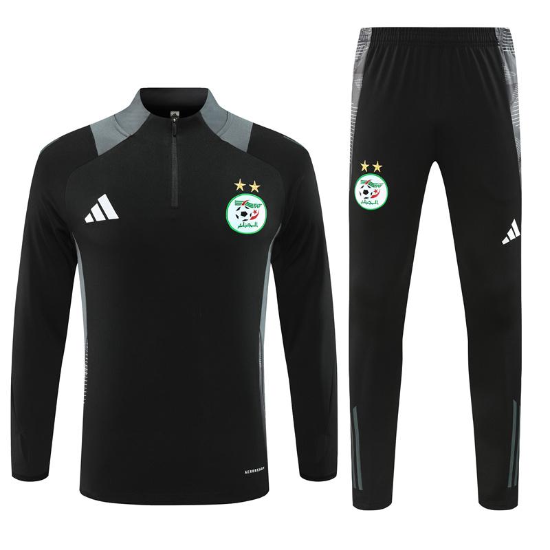 2024 Algeria Black Half Zipper Jacket+Long Pants