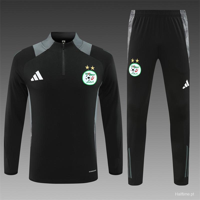 2024 Algeria Black Half Zipper Jacket+Long Pants