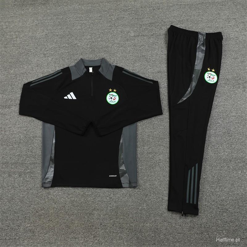 2024 Algeria Black Half Zipper Jacket+Long Pants