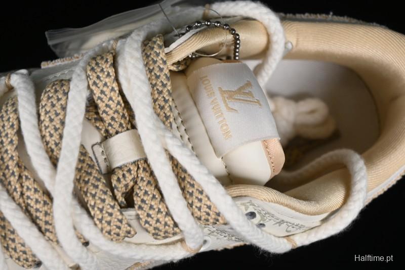 Nike SB Dunk Low LV Collaboration Strap Beige Swoosh Anniversary High-End Custom Low-Top Casual Sneakers - SJ2068-250