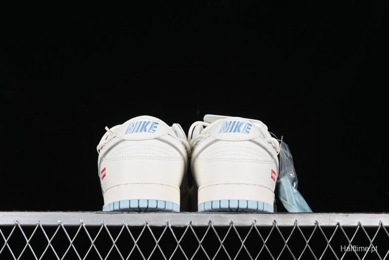 Nike SB Dunk Low Supreme Collaboration - Ice Blue Engraving Anniversary Customized Low-Top Casual Skate Shoes - JJ5688-107