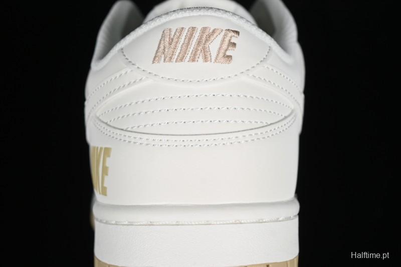 Nike SB Dunk Low Collaboration Three Swooshes Beige Gold Colorway Low-Top Casual Skateboarding Shoes - NK5639-326