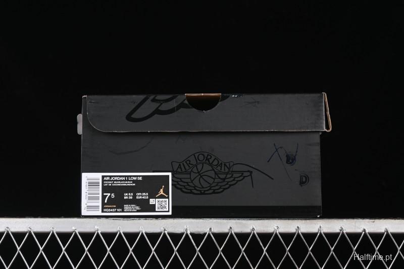 Nike Air Jordan 1 Low "Coconut Milk Black" Casual Basketball Shoes with Team Gold Accents - HQ3437-101