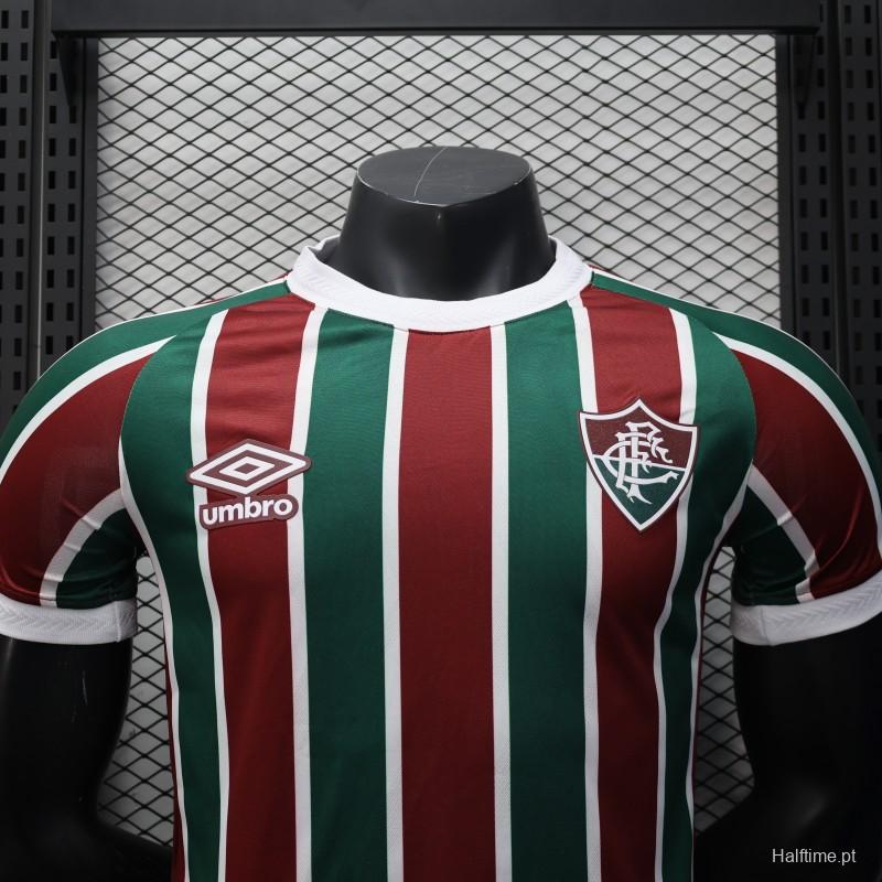 Player Version 25/26 Fluminense Green and Burgundy Vertical Striped with White Trim Jersey