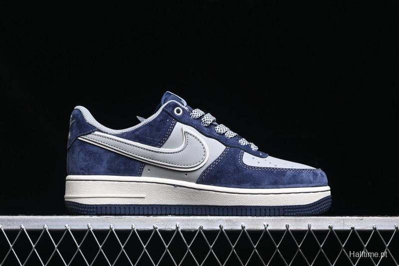 Nike Air Force 1 '07 Low Stussy Collaboration - Grey Blue Suede Low-Top Casual Sneakers - SJ6698-007
