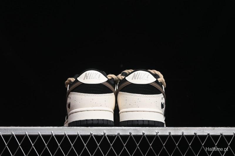 Nike Dunk Low Retro Casual Sneakers with Little Panda and Dopamine Mocha Design - DD1391-100