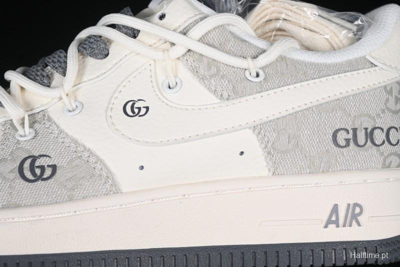 Nike Air Force 1 '07 Low Gucci Collaboration Smoke Gray Drawstring Casual Sneakers - SJ1198-105
